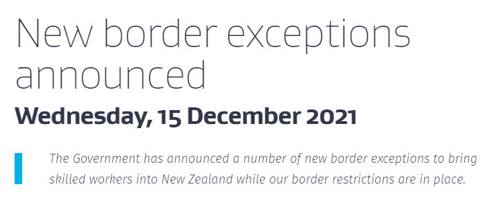 新西兰政府又双叒叕扩大入境豁免类别啦！